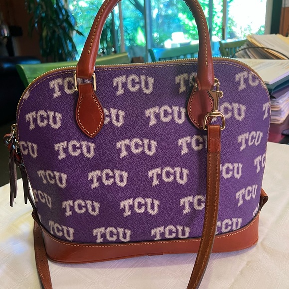 Dooney & Bourke Purple TCU Satchel - Picture 4 of 10